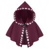 BXT Medieval Moon Phases Print Cowl Cloak Grim Short Print Hooded Cape Halloween Dress Up Cosplay Poncho for Women Men Red view 1