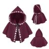 BXT Medieval Moon Phases Print Cowl Cloak Grim Short Print Hooded Cape Halloween Dress Up Cosplay Poncho for Women Men Red view 2