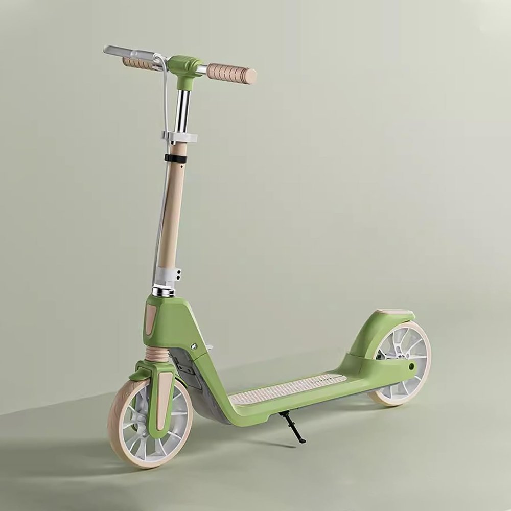GLDDFDG Folding Kick Scooter for Kids Teens and Adults,Adjustable Helght,Non-Slip Deck,Dual Brakes System,Best Gift for Age 6 Up Kids Girls Boys Teens, 220Lb Weight Limit,Green