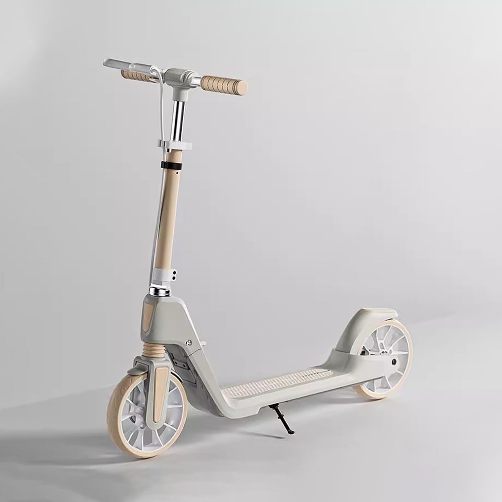 GLDDFDG Folding Kick Scooter for Kids Teens and Adults,Adjustable Helght,Non-Slip Deck,Dual Brakes System,Best Gift for Age 6 Up Kids Girls Boys Teens, 220Lb Weight Limit,White