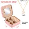 URSKYTOUS Travel Jewelry Case For Women Girls Gift for Daughter from Mom Dad Jewelry Box Organizer Necklace Organizer Earrings Organizer Ring Organizers Birthday Gifts Pink Jewelry Holder Case (J) view 4
