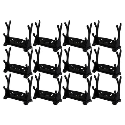 12pcs Display Stand Plastic Hanger Plastic Stand Rapier Small Display Rack Mininature Toy Swords Rack Swords Organizer Black