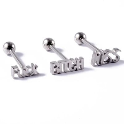 1PC Punk Tongue Piercing Ring Letter Shape Tongue Ring Unisex Stainless Steel Earring Stud Tongue Studs Barbell Pircing Jewelry Useful and Practical