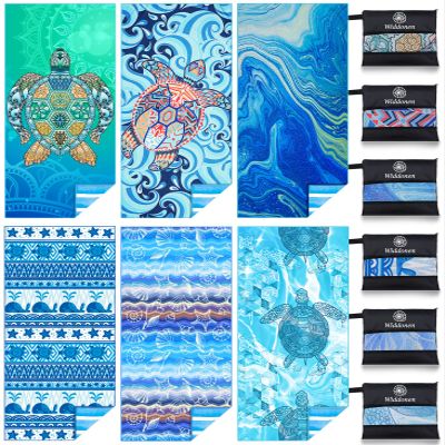 6 Pack Microfiber Lightweight Beach Towel Sand Free Quick Dry Absorbent Thin Compact Towels for Swimming Pool Camping Beach Accessories Large Easy Pack Travel Things for Vacation Essentials Gift