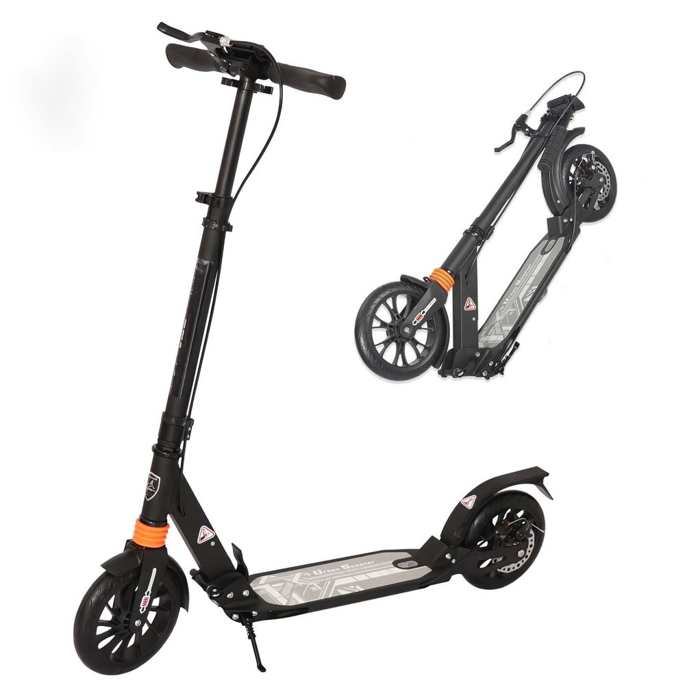 CUIOT Kick Scooter for Adults - 8" Big Wheels Foldable Scooter for Kids Ages 10+,Teens & Adults, Adjustable Handlebar, Disc Brake& Suspension, Lightweight Aluminum Frame Up to 250+ lbs,Black
