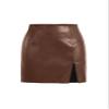 DIERAN Women's Short Skirts Slit Hem PU Leather Mini Skirt Summer Casual Mini Skirts view 1