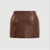 DIERAN Women's Short Skirts Slit Hem PU Leather Mini Skirt Summer Casual Mini Skirts view 2
