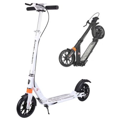 CUIOT Kick Scooter for Adults - 8" Big Wheels Foldable Scooter for Kids Ages 10+,Teens & Adults, Adjustable Handlebar, Disc Brake& Suspension, Lightweight Aluminum Frame Up to 250+ lbs,White
