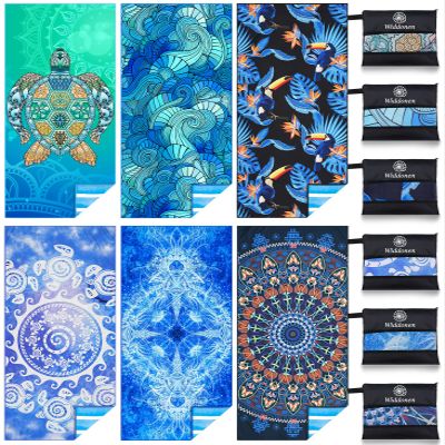 6 Pack Microfiber Lightweight Beach Towel Sand Free Quick Dry Absorbent Thin Compact Towels for Swimming Pool Camping Beach Accessories Large Easy Pack Travel Things for Vacation Essentials Gift