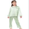 Schbbbta Women Satin Pajamas Set, 2 Pec Comfy Sleepwear Long Sleeve Soft Silk Matching Silky Soft Pjs Set, Light Green, X-Large view 2