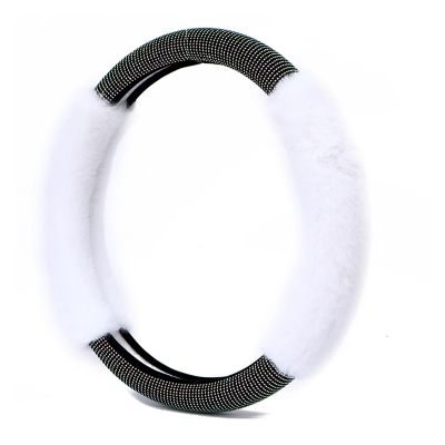FUERU Car Steering Wheel Cover Set Car Steering Wheel Cover D Type Winter Plush Warm Breathable Moisture Drainage Car Interiors (Color : 6#)