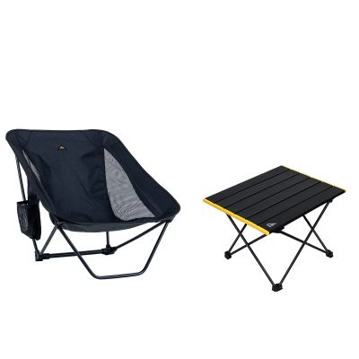 iClimb 1 Folding Table and 1 Low Folding Chair Bundle, Ultralight Compact for Single Adult Outdoor Backpacking Camping Hiking Beach Concert