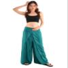 Orient Trail Womens Palazzo Wide Leg Slit Split Leg Yoga Wrap Pants Casual Beach Boho Hippie Bohimian Pilate Flowy Pilates Small Solid Teal view 2