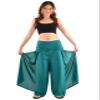 Orient Trail Womens Palazzo Wide Leg Slit Split Leg Yoga Wrap Pants Casual Beach Boho Hippie Bohimian Pilate Flowy Pilates Small Solid Teal view 3