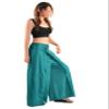 Orient Trail Womens Palazzo Wide Leg Slit Split Leg Yoga Wrap Pants Casual Beach Boho Hippie Bohimian Pilate Flowy Pilates Small Solid Teal view 4
