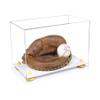 Better Display Cases Acrylic Catchers Glove Display Case with Clear Case, Yellow Risers and White Base 14" x 8" x 8.5" (V16/A011) view 1