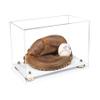 Better Display Cases Acrylic Catchers Glove Display Case with Clear Case, Gold Risers and White Base 14" x 8" x 8.5" (V16/A011) view 1