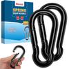 2 Pack Black Carbon Steel Carabiner Clip, 4 inch Heavy Duty Spring Snap Hook, Carabiner Clips for Outdoor Camping, Swing, Hammock, Fishing, Weight Lifting Machine view 1