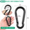 2 Pack Black Carbon Steel Carabiner Clip, 4 inch Heavy Duty Spring Snap Hook, Carabiner Clips for Outdoor Camping, Swing, Hammock, Fishing, Weight Lifting Machine view 2