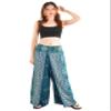 Orient Trail Womens Palazzo Wide Leg Slit Split Leg Yoga Wrap Pants Casual Beach Boho Hippie Bohimian Pilate Flowy Pilates Large Peacock Teal view 2