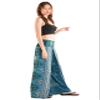 Orient Trail Womens Palazzo Wide Leg Slit Split Leg Yoga Wrap Pants Casual Beach Boho Hippie Bohimian Pilate Flowy Pilates Large Peacock Teal view 3