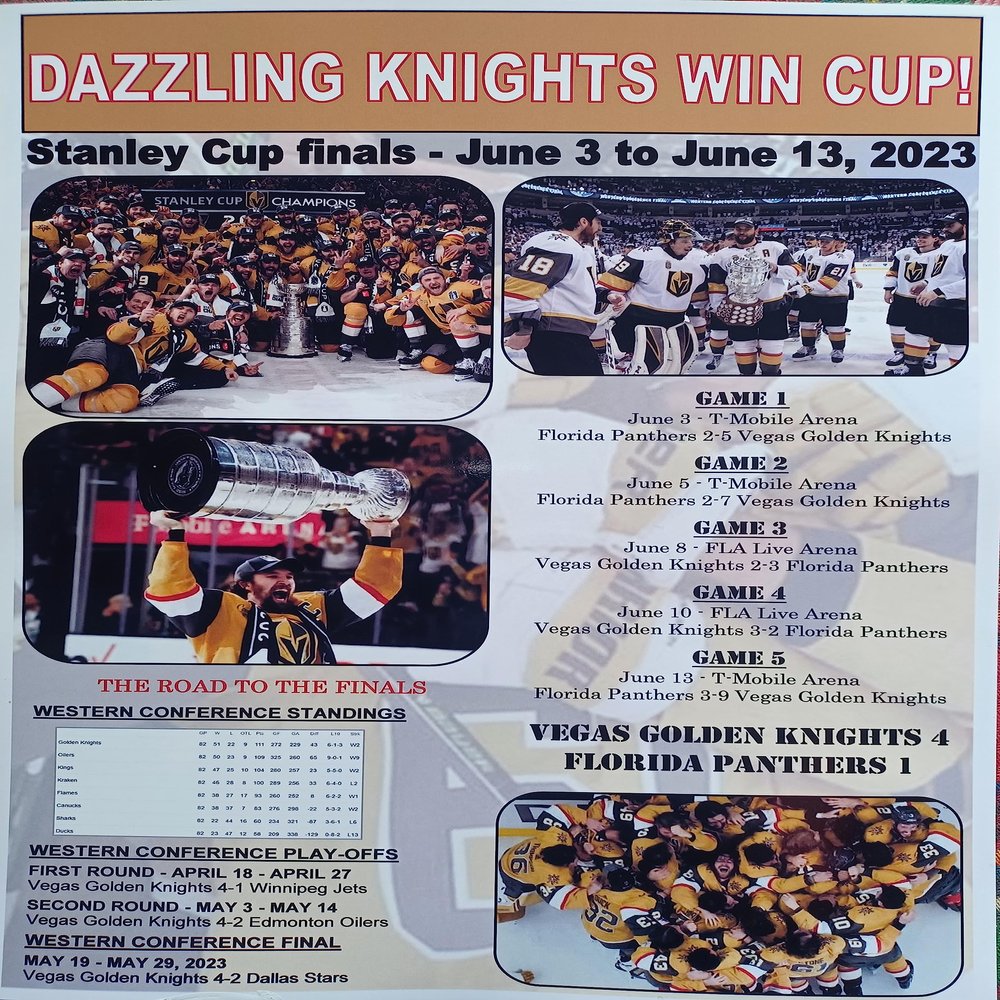 Vegas Golden Knights 4 Florida Panthers 1-2023 Stanley Cup - souvenir print