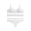 2pc Hollow Underwear Set Women's Small Chest Gathered Thin Section No Steel Ring Bra Plus Size Sports Camisole (Color : A2, Size : Large)