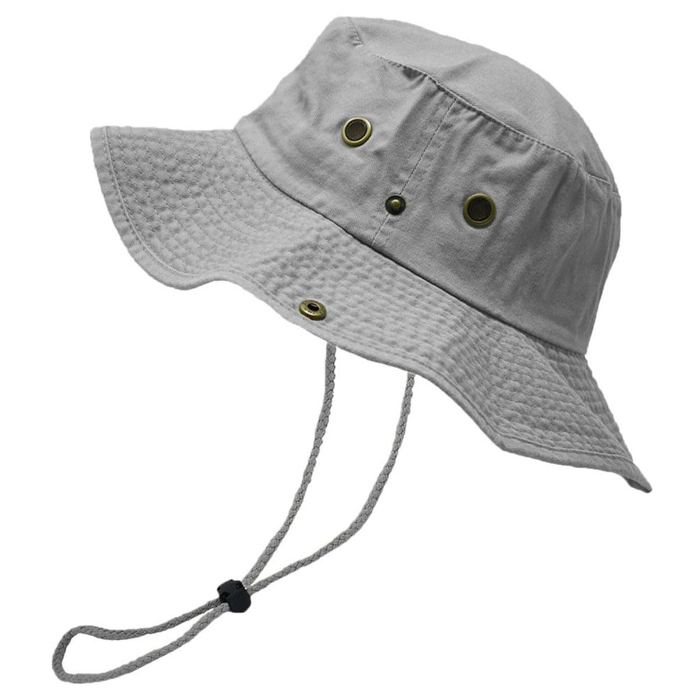 Glory Max Washed Cotton Bucket Hat with Chin Strap Fishing Sun Safari Boonie Cap (as1, Alpha, l, x_l, Gray)
