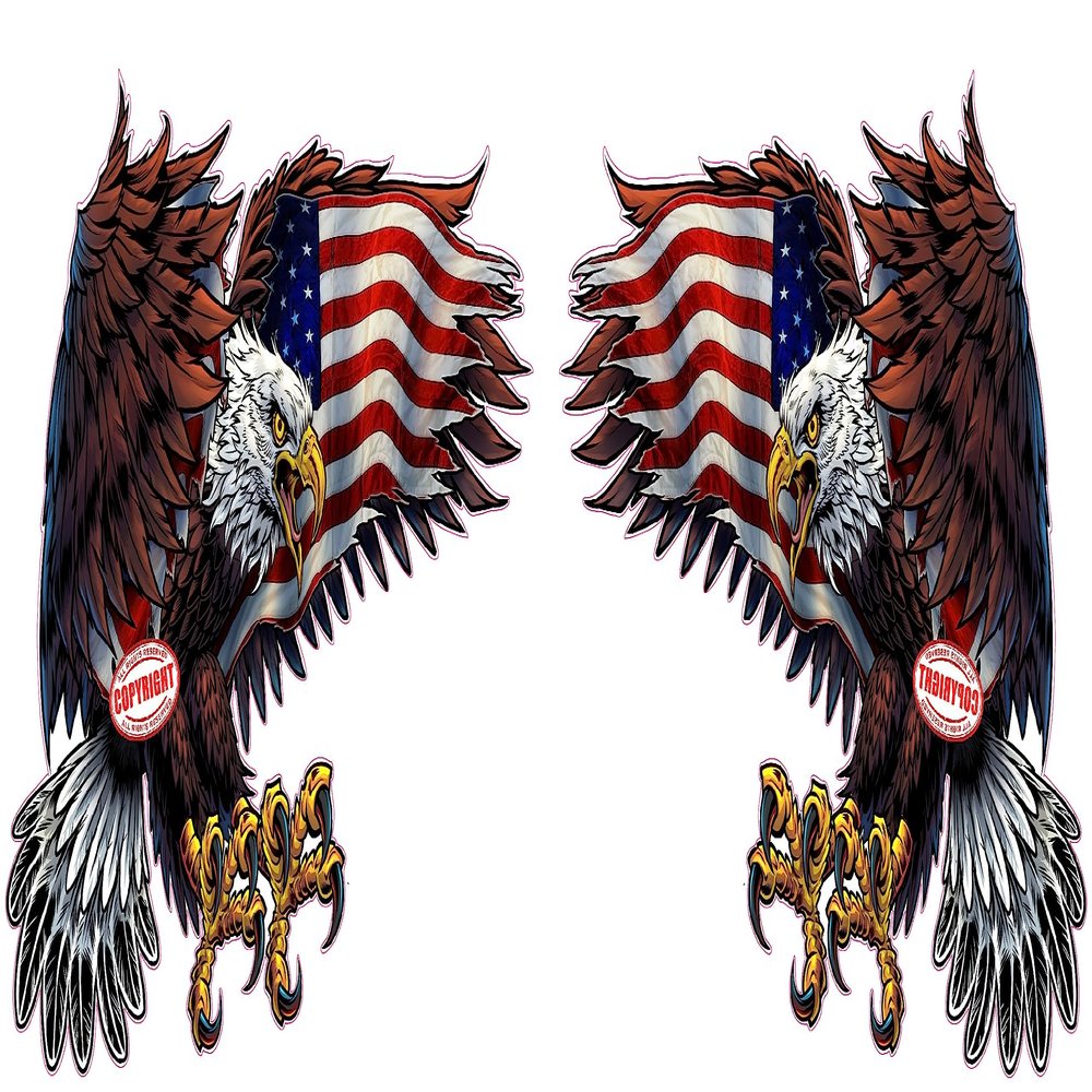 American Eagle American Flag 2023 Pairs Decal (12" x 8" Each)