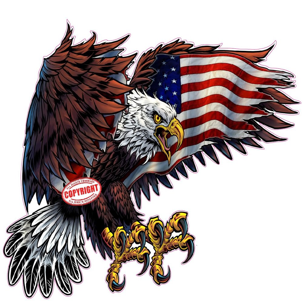 American Eagle American Flag 2023 Decal (24" x 18")