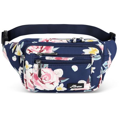 Waist Pack Bag Fanny Pack for Men&Women Hip Bum Bag with Adjustable Strap for Outdoors Workout Traveling Casual Running Hiking Cycling (New Blue Flowers)