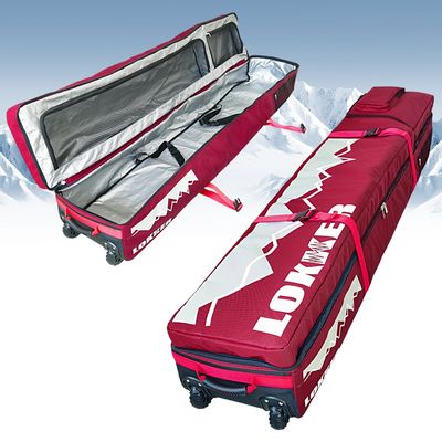 kzalzaci Snowboard Bag Ski Board Bag with Wheels Heavy Duty 180cm Large Capacity 3 Compartments Waterproof for Snowboards, Skis, Boots and All Skiing Stuff (Red)