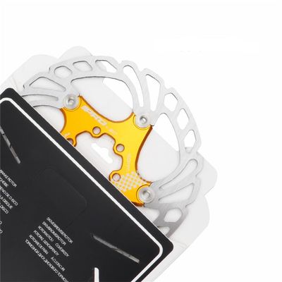 Bicycle brake disc 140mm 160mm 180mm 203mm rotor MTB road bike fold bike cool disc float rotor cable pull and hydraulic disc brake(gold, 160mm)