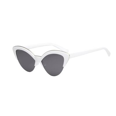 XLUMIO vintage Cat Eye Sun Glasses For Women Vintage Small Half Frame Eyewear Travel Woman Sunglasses,White Black,one size