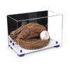 Better Display Cases Acrylic Catchers Glove Display Case with Mirror Case, Dark Blue Risers and White Base 14" x 8" x 8.5" (V16/A011) view 1