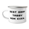 Brilliant Gray Tabby Cat Gifts, Best Gray Tabby Mom Ever, Fun Birthday 12oz Camper Mug For Cat Mom, From Friends, Coffee mug, Tea mug, Travel mug, Camping mug, Outdoors mug, Hiking mug view 1