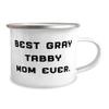 Brilliant Gray Tabby Cat Gifts, Best Gray Tabby Mom Ever, Fun Birthday 12oz Camper Mug For Cat Mom, From Friends, Coffee mug, Tea mug, Travel mug, Camping mug, Outdoors mug, Hiking mug view 2