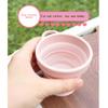 ZPCTECHGO Reusable Foldable Silicone Water Cup, Portable Picnic Snacks Cup, Pocket Size Travel Cup Extensible, Collapsible Cups with Lid for Camping, Travel (Pink with Hook) view 4