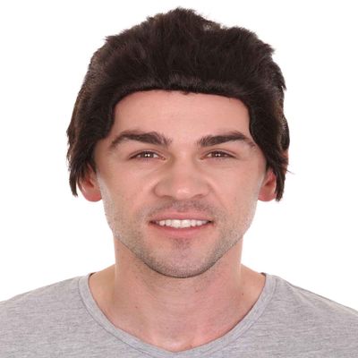 HPO Adult Men's Playboy Billionaire Comic Superhero Wig, Dark Brown Color, Flame-retardant Synthetic Fiber