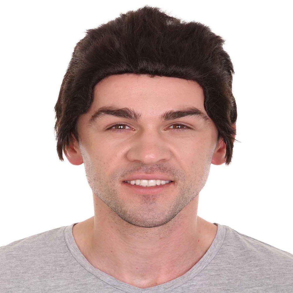 HPO Adult Men's Playboy Billionaire Comic Superhero Wig, Dark Brown Color, Flame-retardant Synthetic Fiber
