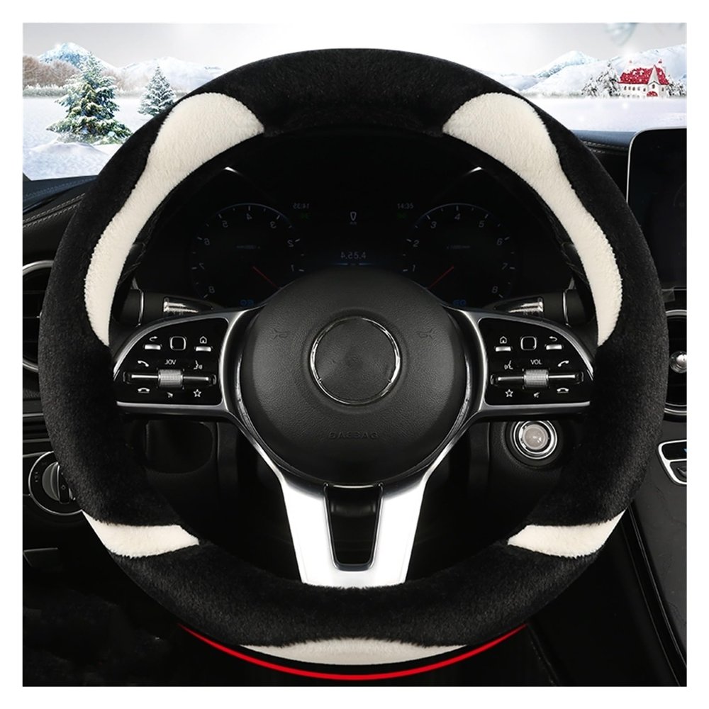 FUERU Car Steering Wheel Cover Set Car Steering Wheel Cover Autumn and Winter Plush Warm and Cold Fashion Car Interior (Color : 2#)