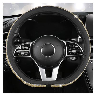 FUERU Car Steering Wheel Cover Set Car Steering Wheel Cover D Type with Drill Leather Beautiful and Durable Car Interior (Color : 5#)