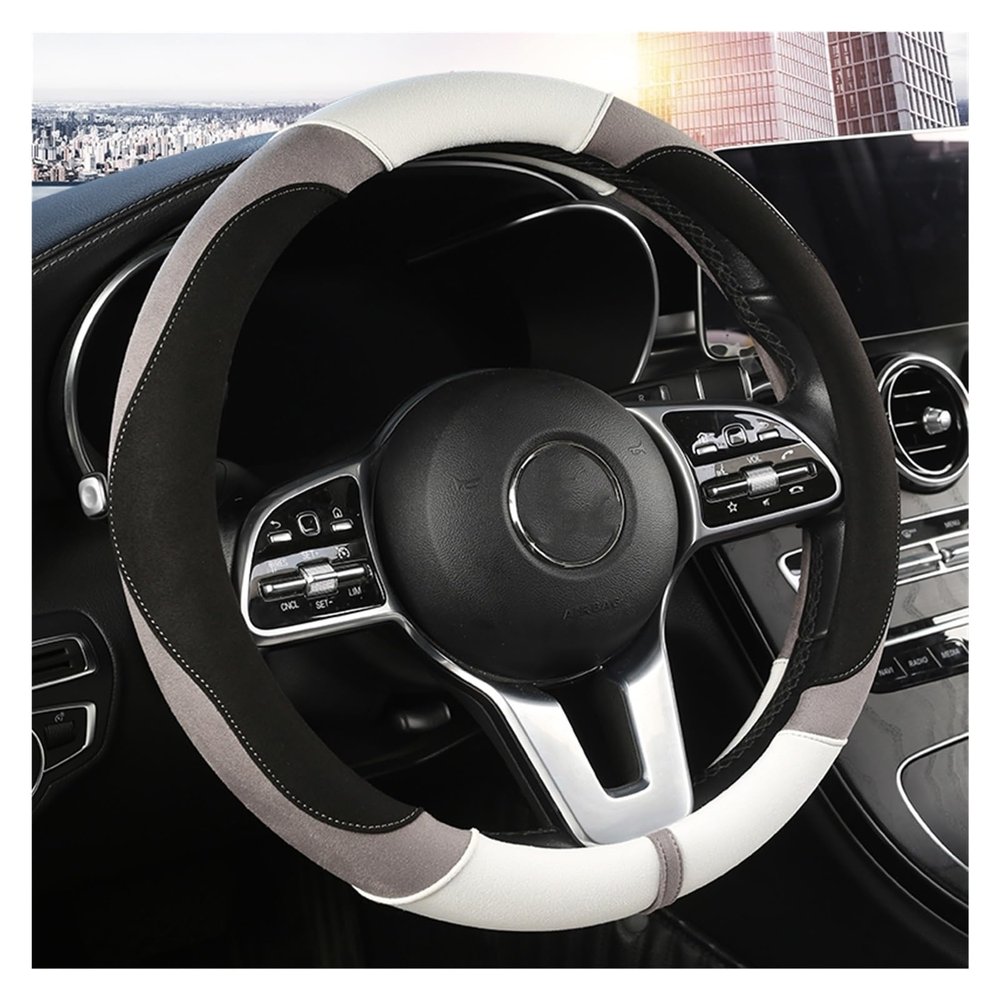 FUERU Car Steering Wheel Cover Set Car Steering Wheel Cover Comfortable Leather Stretch Breathable Car Interior Accessories (Color : 5#)