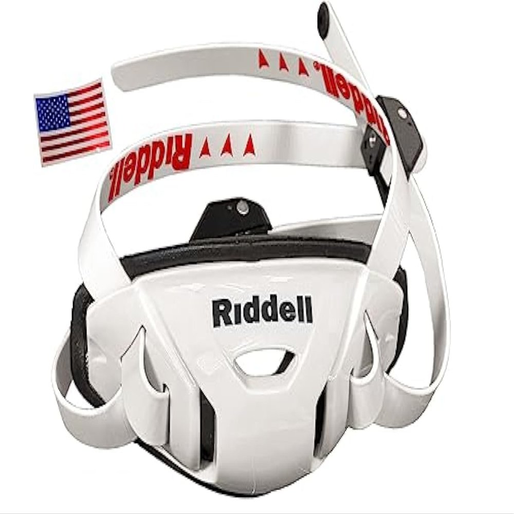 Riddell SpeedFlex Hard Cup Cam-Loc Chinstrap + US Flag Helmet Decal (Large, White) - Green Gridiron