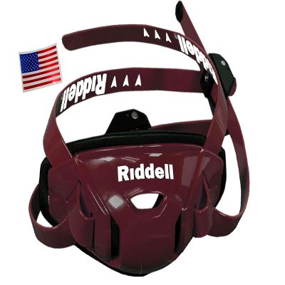 Riddell SpeedFlex Hard Cup Cam-Loc Chinstrap + US Flag Helmet Decal (Medium, Maroon) - Green Gridiron