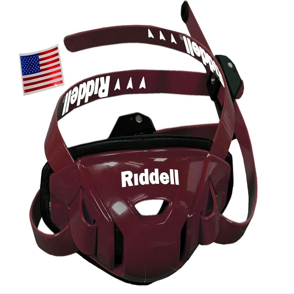 Riddell SpeedFlex Hard Cup Cam-Loc Chinstrap + US Flag Helmet Decal (Medium, Maroon) - Green Gridiron
