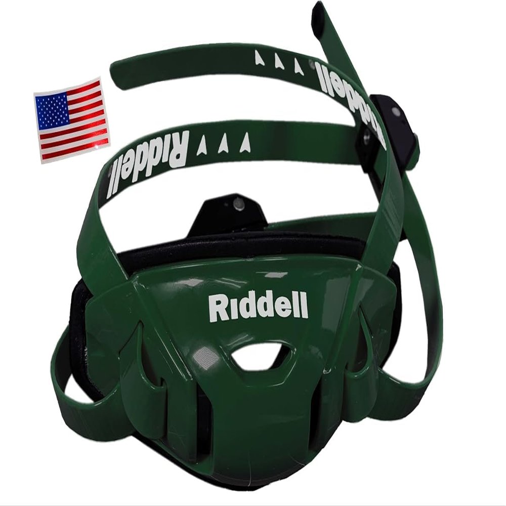 Riddell SpeedFlex Hard Cup Cam-Loc Chinstrap + US Flag Helmet Decal (Large, Forest/Dark Green) - Green Gridiron