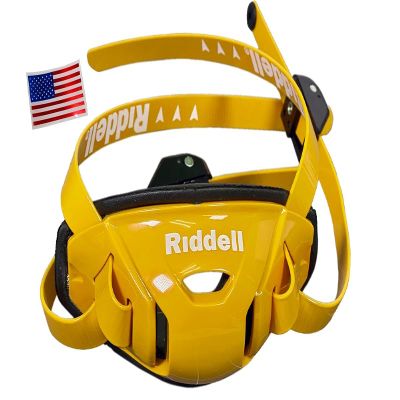 Riddell SpeedFlex Hard Cup Cam-Loc Chinstrap + US Flag Helmet Decal (Medium, GB Gold/Bright Yellow) - Green Gridiron