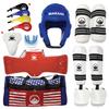Martial Arts Taekwondo Sparring Gear Equipment Set Headgear Shin Instep Arm Chest Mouthguard Bag (Blue) view 1