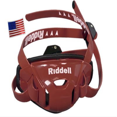 Riddell SpeedFlex Hard Cup Cam-Loc Chinstrap + US Flag Helmet Decal (Small, Cardinal) - Green Gridiron